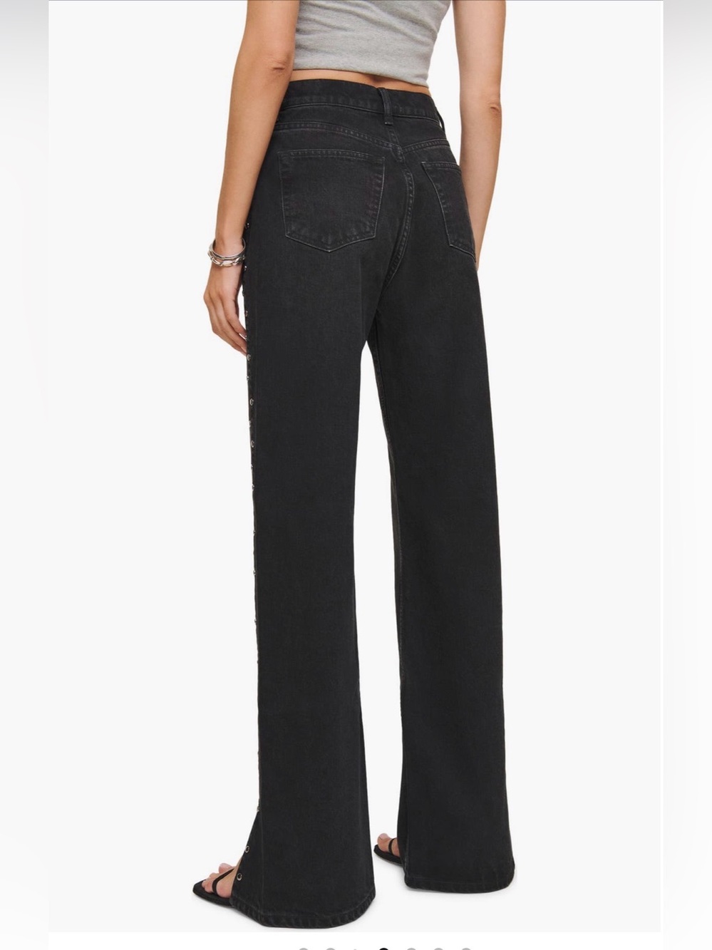 Reformation Cary Studded HighWaist Slouchy WideLeg Jeans vana studded size25 NWT - Picture 2 of 9